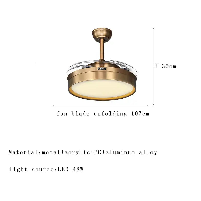Modern bronze circular ceiling fan light living room reversible blades