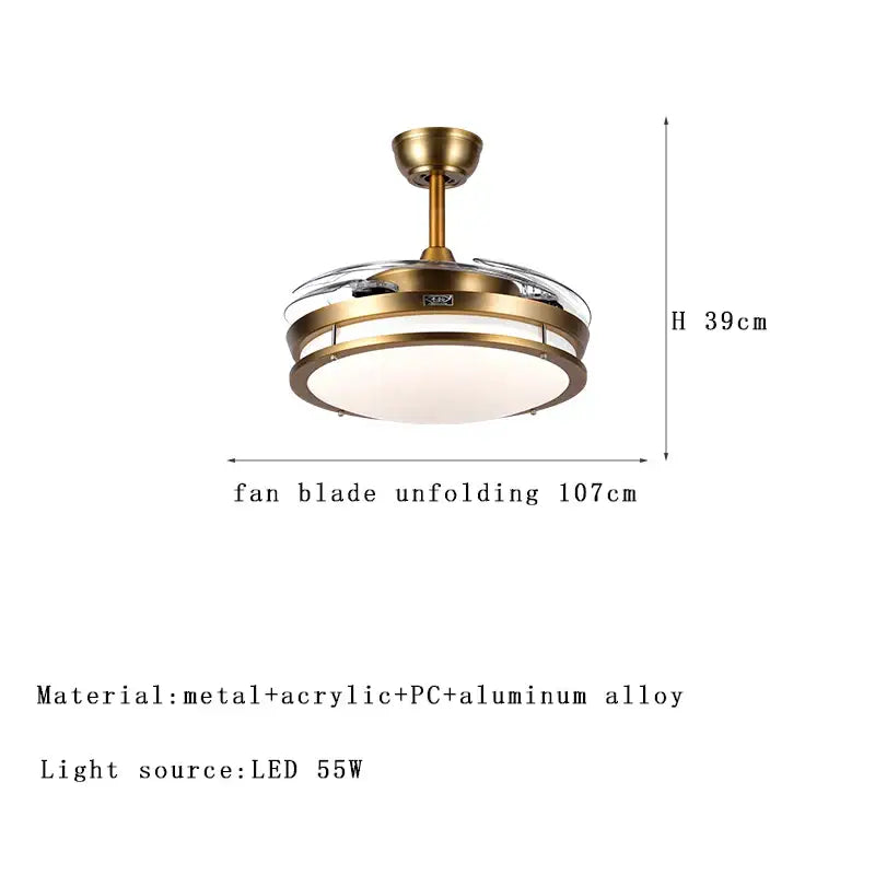 Modern bronze circular ceiling fan light living room reversible blades