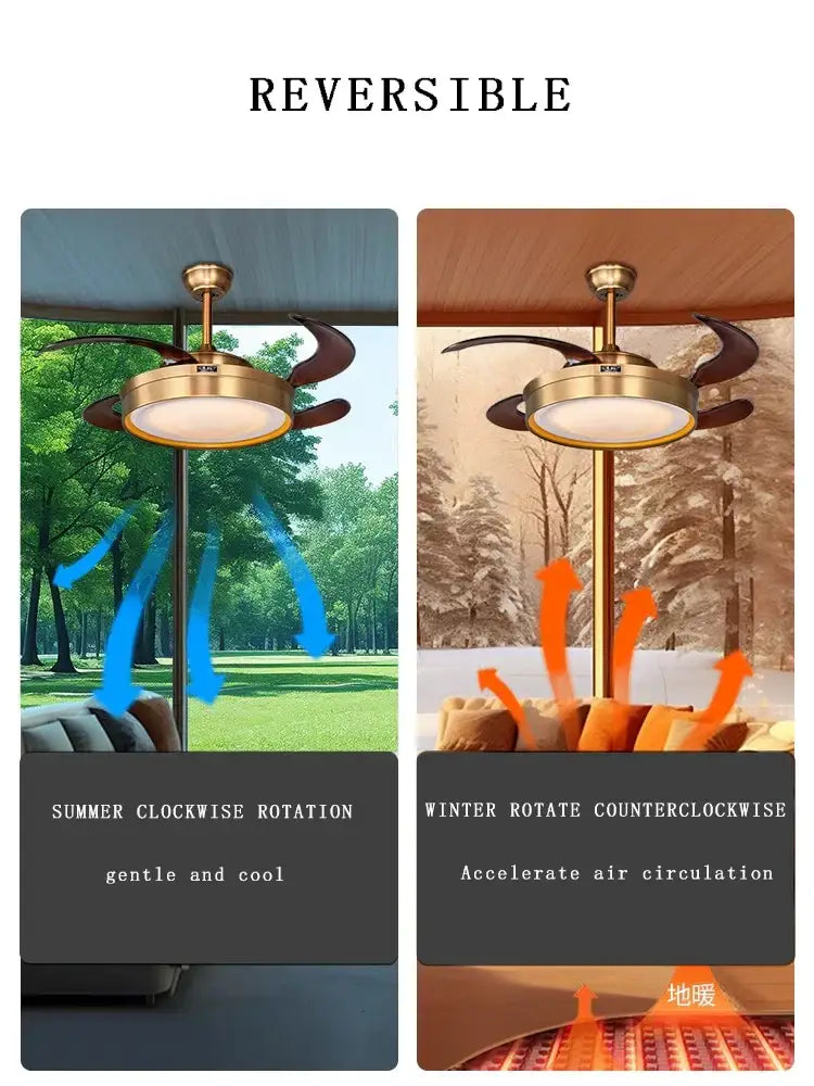 Modern bronze circular ceiling fan light living room reversible blades