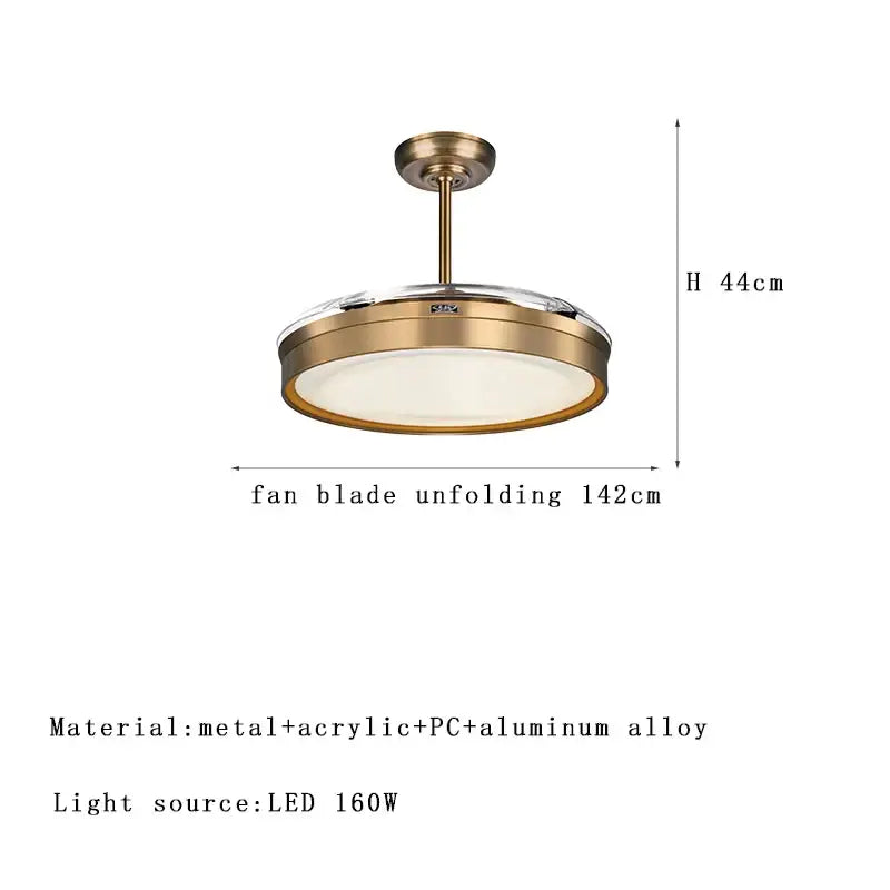Modern bronze circular ceiling fan light living room reversible blades