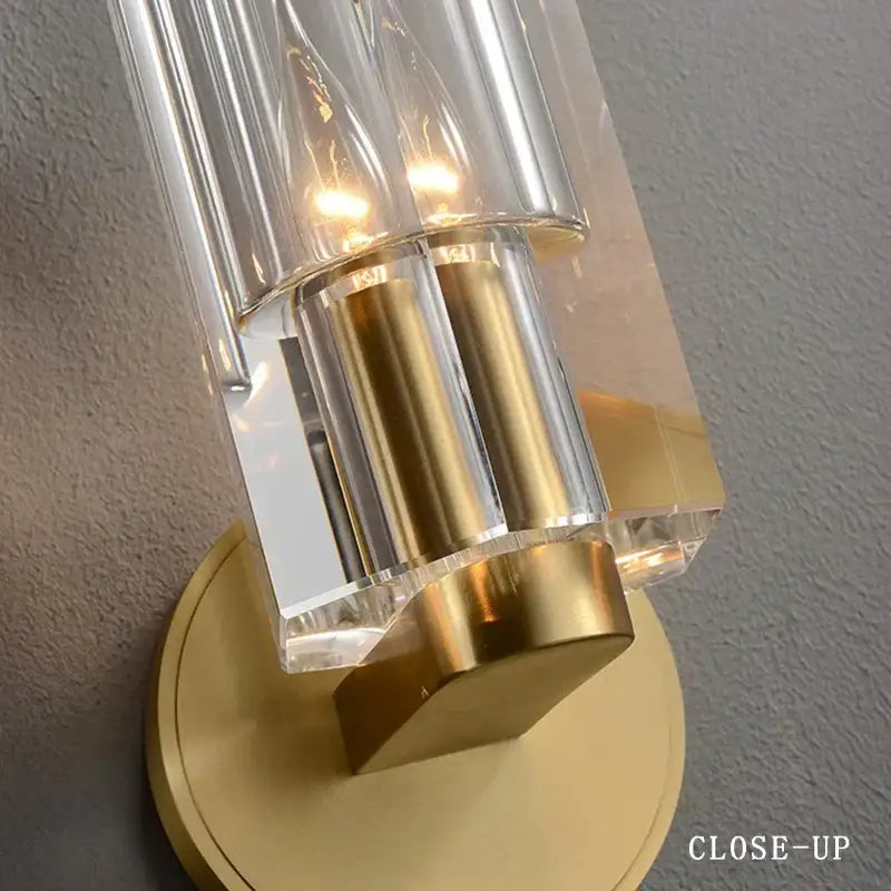 Modern bronze copper crystal wall lamp bedroom lighting fixture