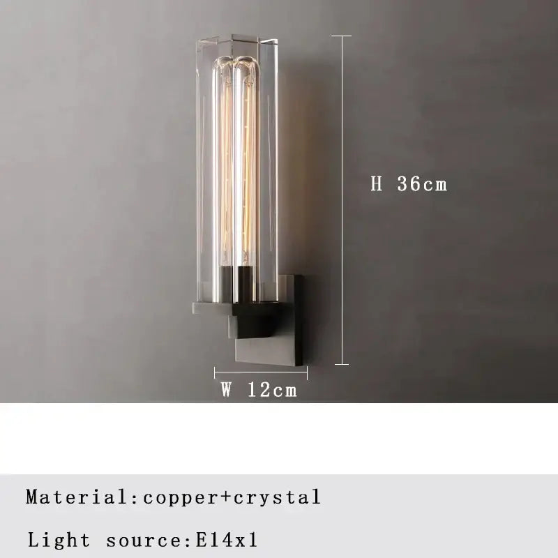 Modern bronze copper crystal wall lamp bedroom lighting fixture