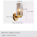 Modern bronze copper crystal wall lamp bedroom lighting fixture