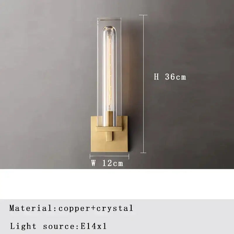 Modern bronze copper crystal wall lamp bedroom lighting fixture