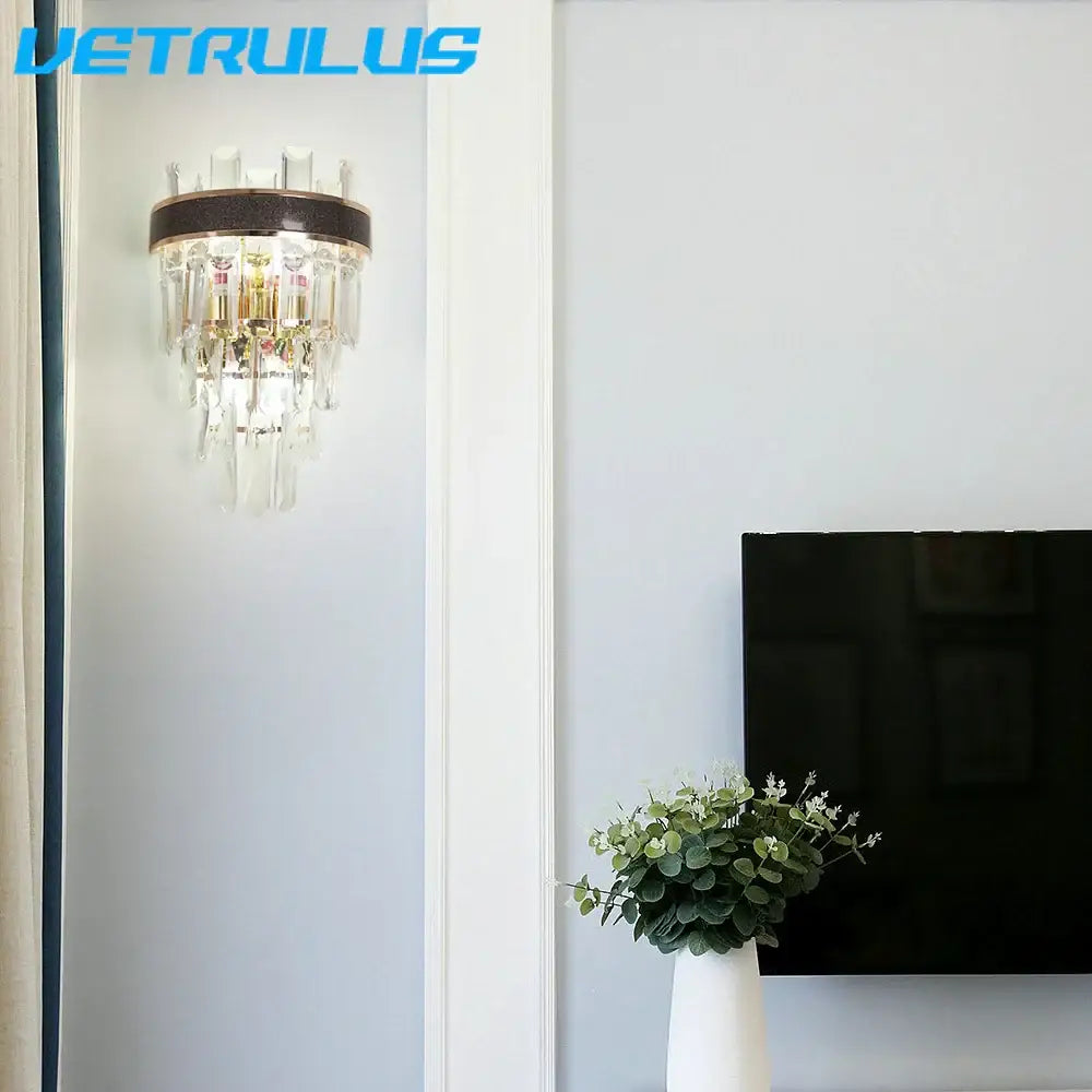 Modern bronze decorbites crystal led wall light for living room