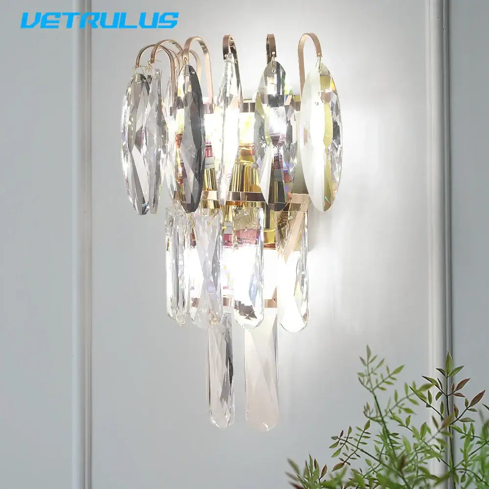Modern bronze decorbites crystal led wall light for living room