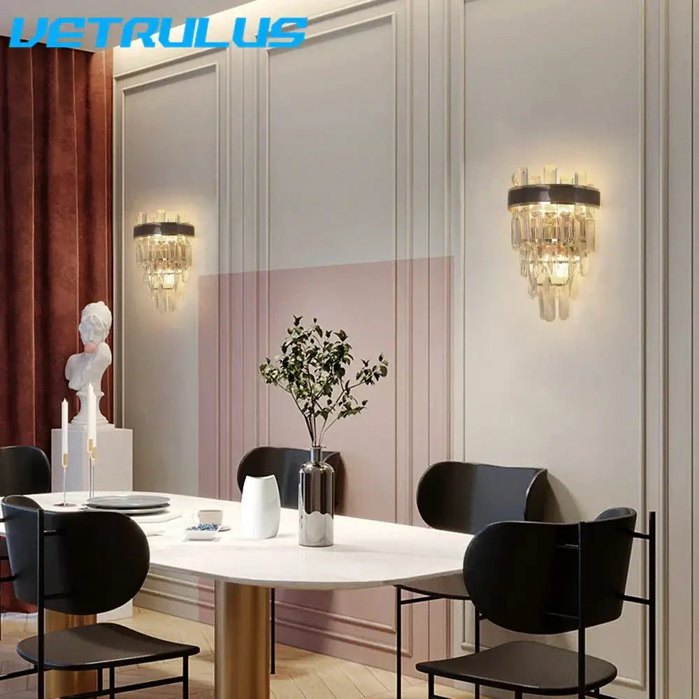 Modern bronze decorbites crystal led wall light for living room