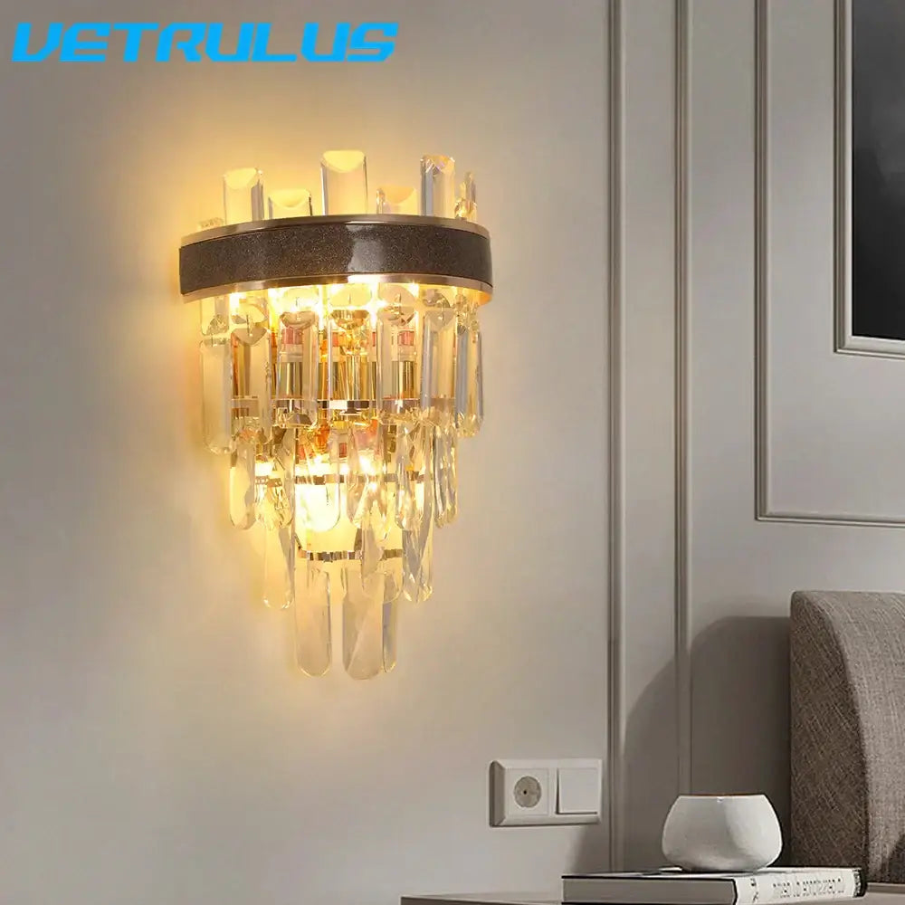 Modern bronze decorbites crystal led wall light for living room
