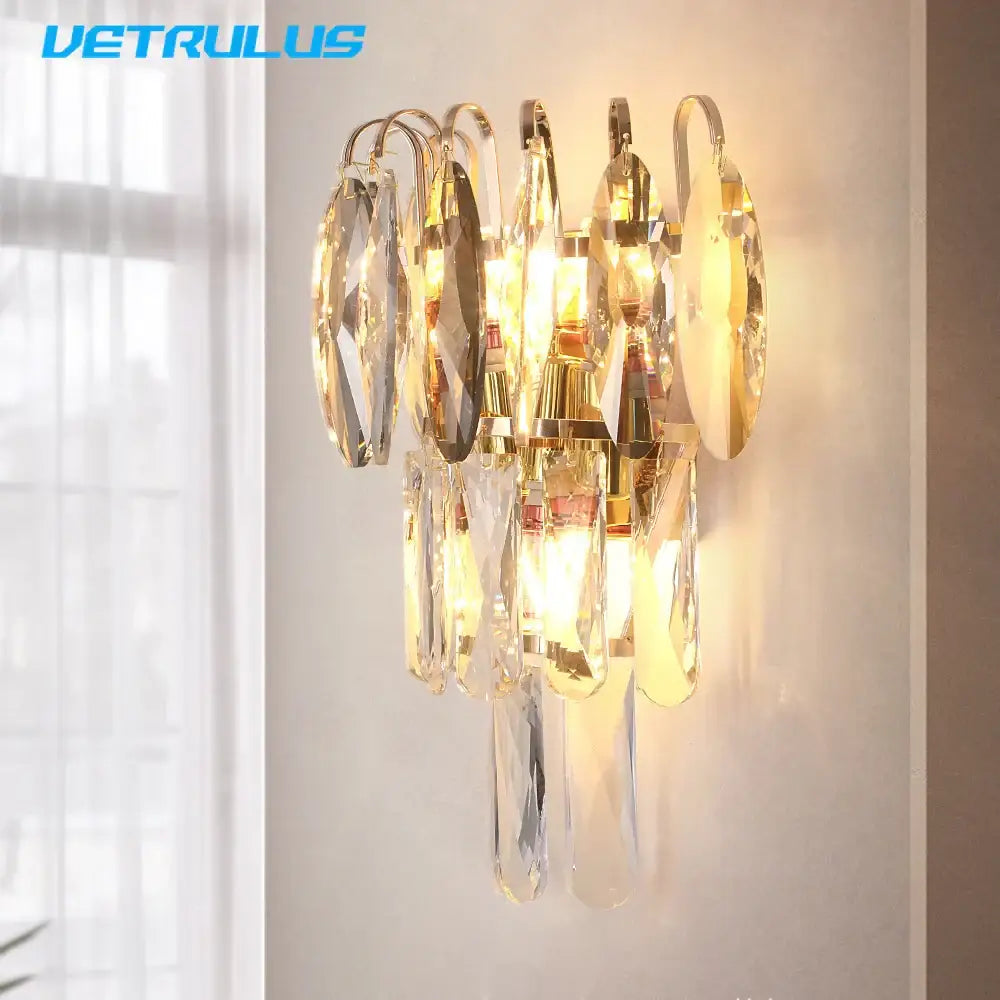 Modern bronze decorbites crystal led wall light for living room