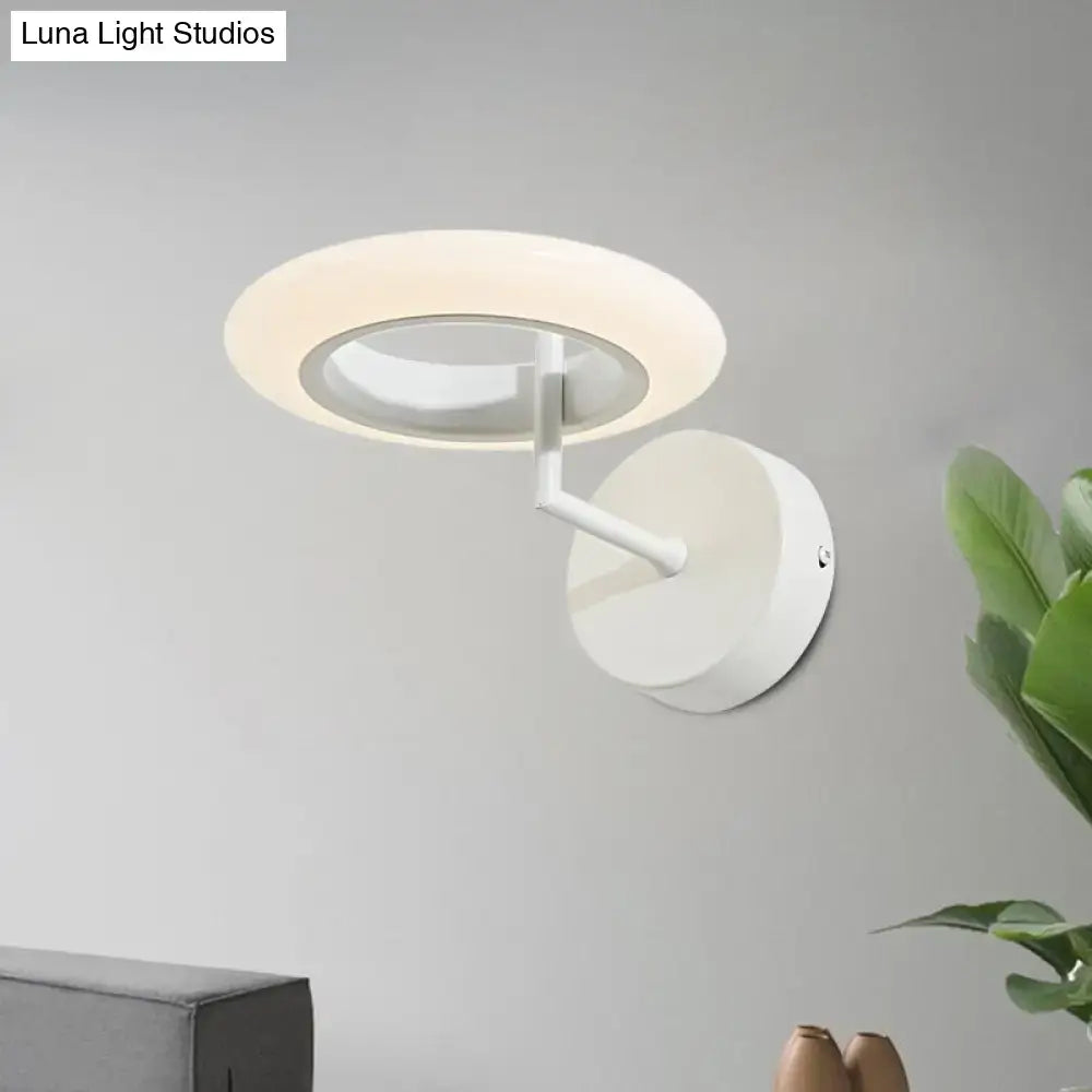 Modern bronze round led wall lamp bedroom frosted glass light 110v-120v