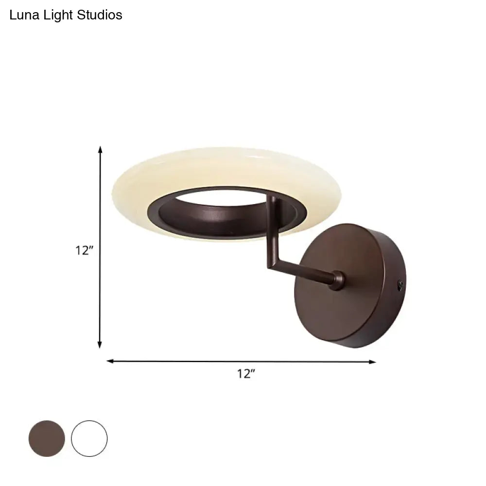 Modern bronze round led wall lamp bedroom frosted glass light 110v-120v
