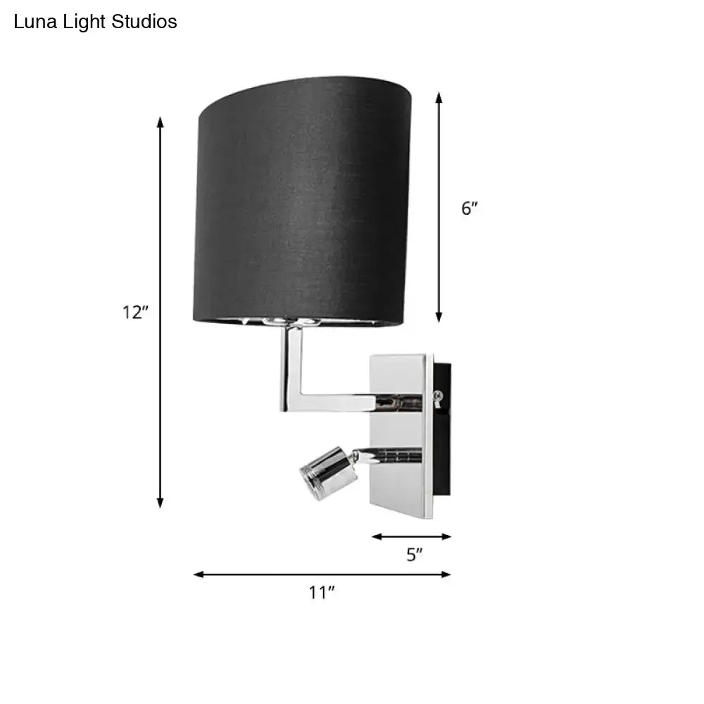 Modern brown fabric and chrome wall light bedroom sconce