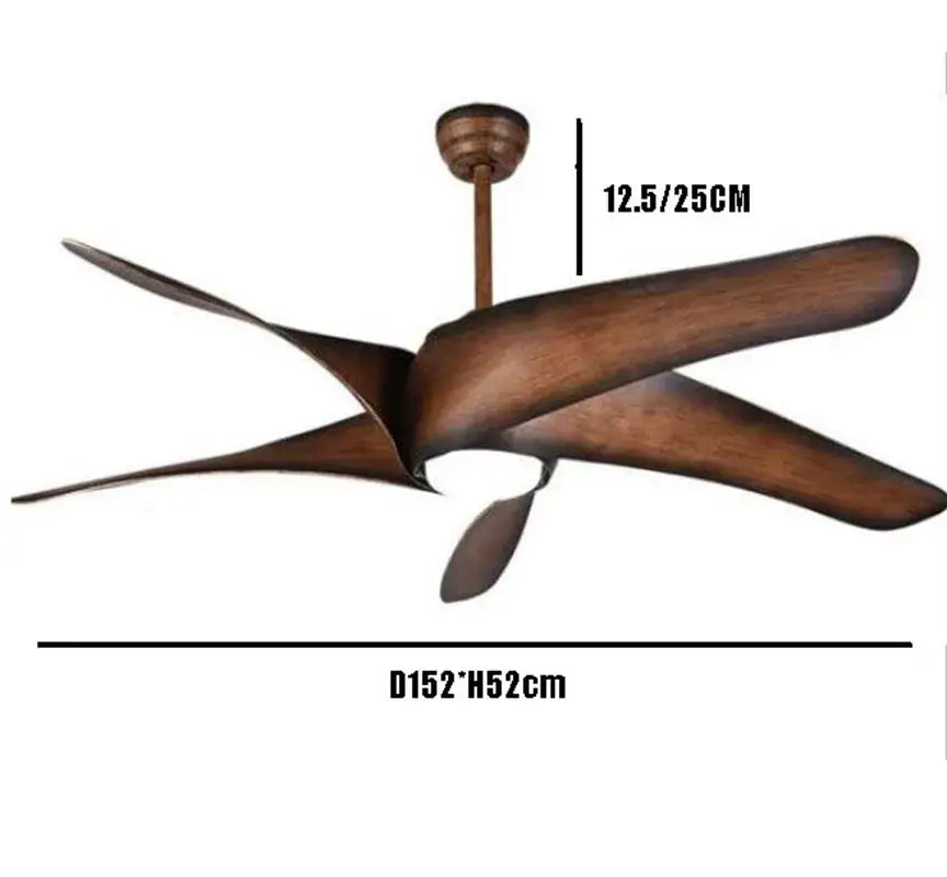 Modern brown vintage ceiling fan with led light for living room