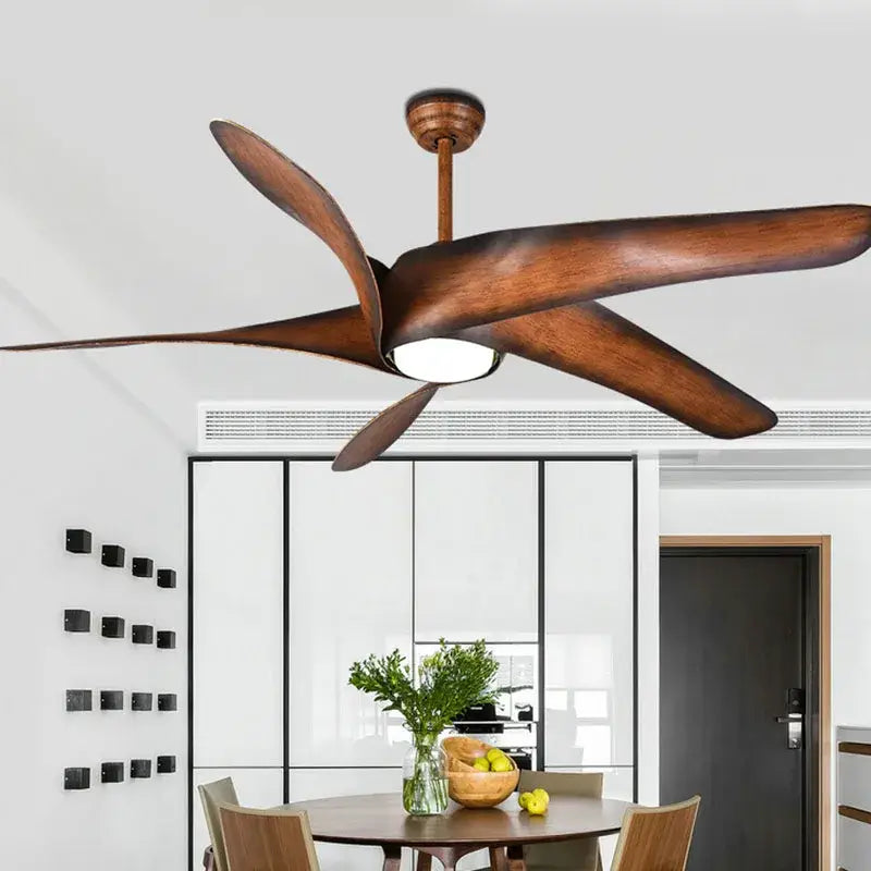 Modern brown vintage ceiling fan with led light for living room