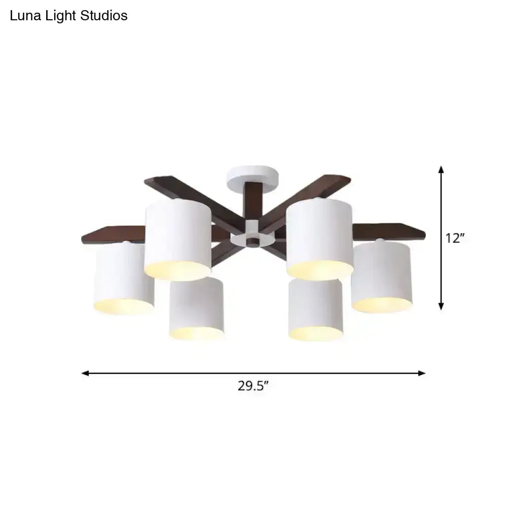 Modern brown & white ceiling mount chandelier living room light