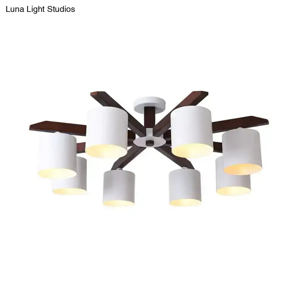 Modern brown & white ceiling mount chandelier living room light
