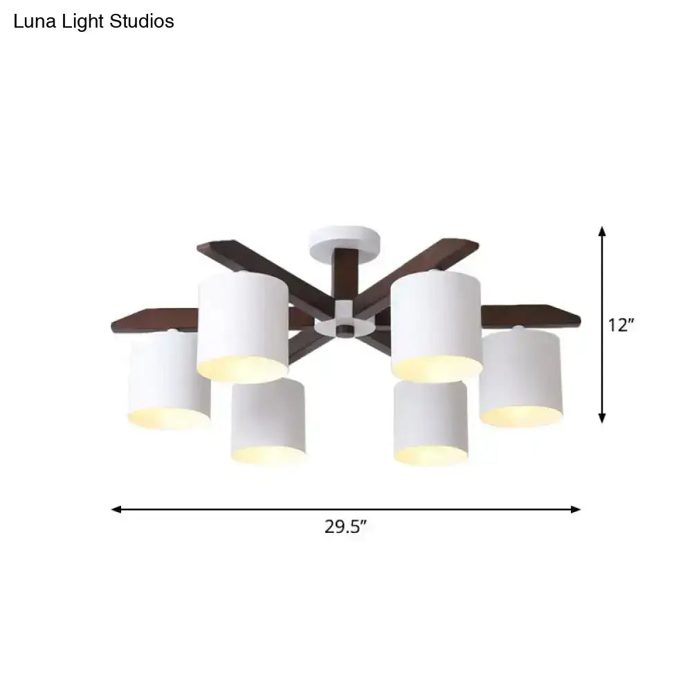 Modern brown & white ceiling mount chandelier living room light