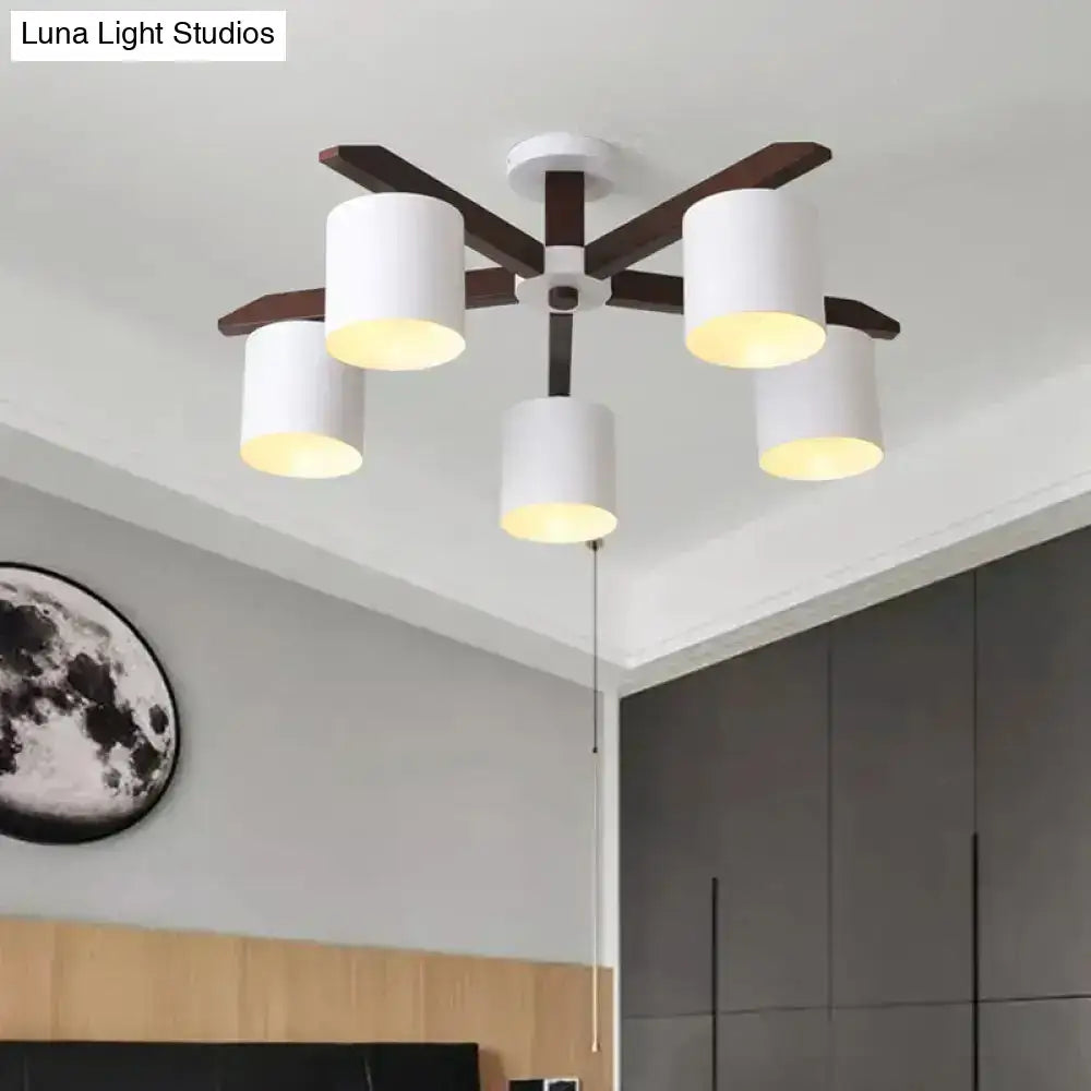 Modern brown & white ceiling mount chandelier living room light