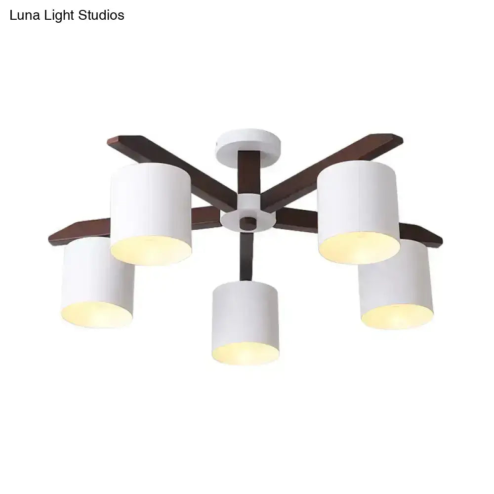 Modern brown & white ceiling mount chandelier living room light