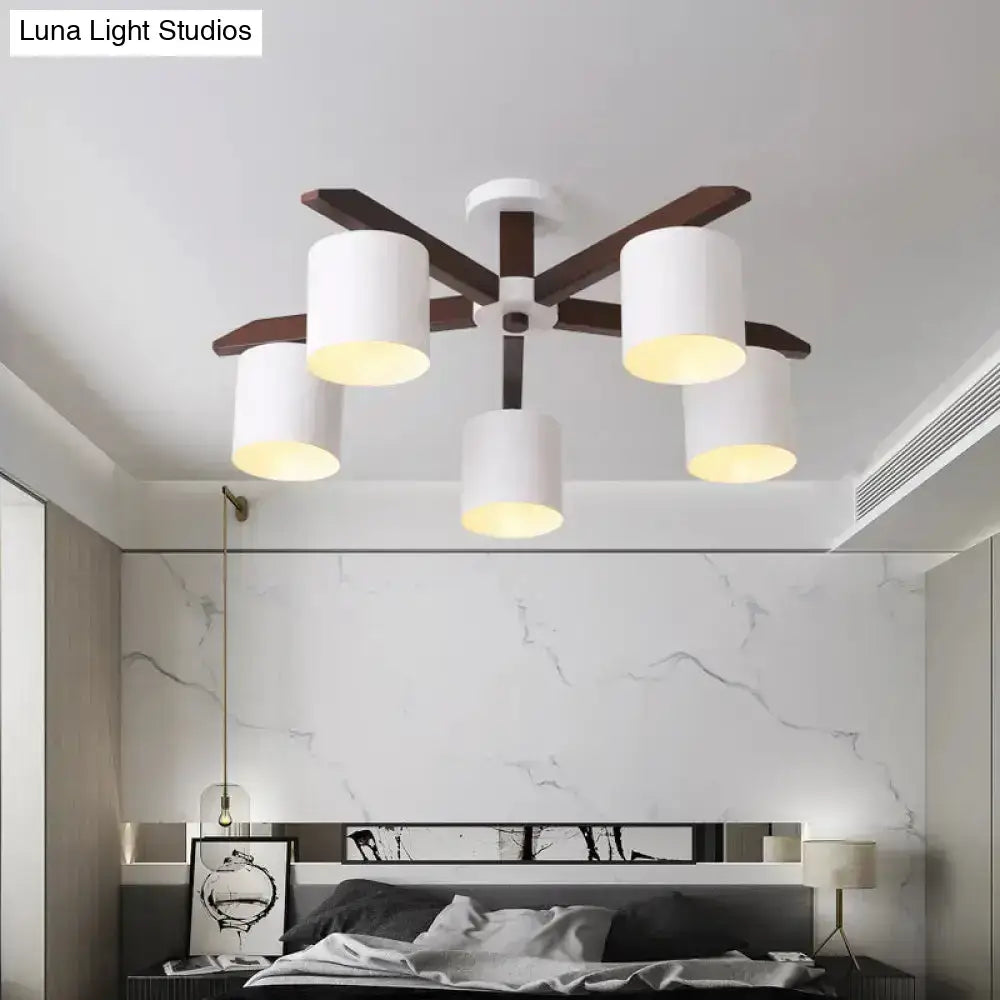 Modern brown & white ceiling mount chandelier living room light