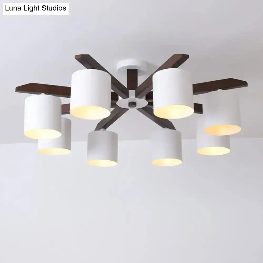 Modern brown & white ceiling mount chandelier living room light