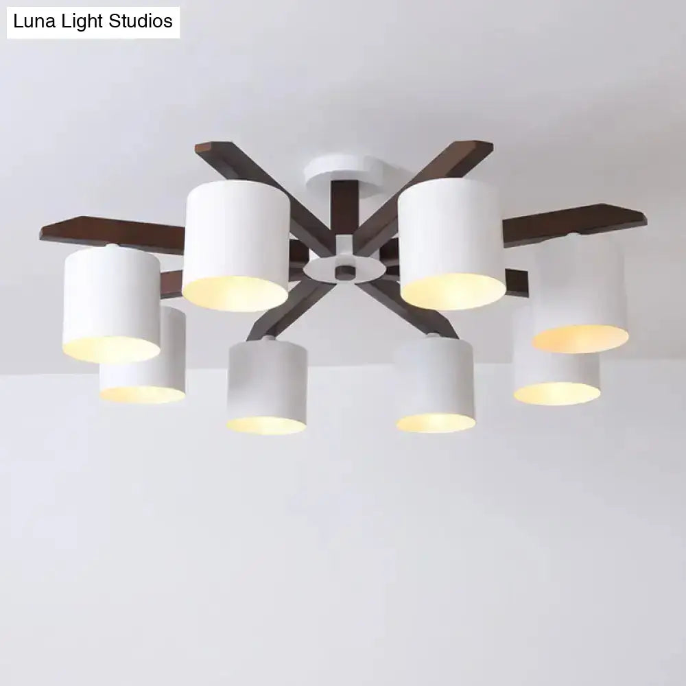 Modern brown & white ceiling mount chandelier living room light