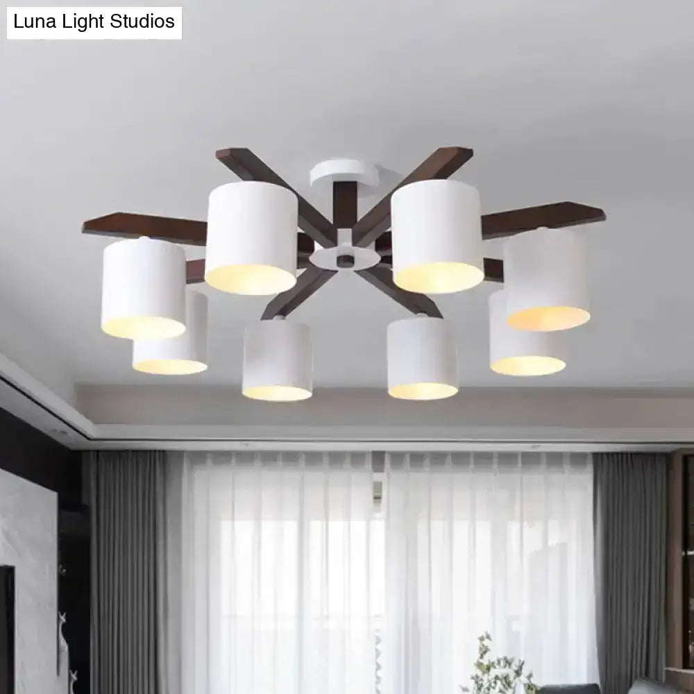 Modern brown & white ceiling mount chandelier living room light