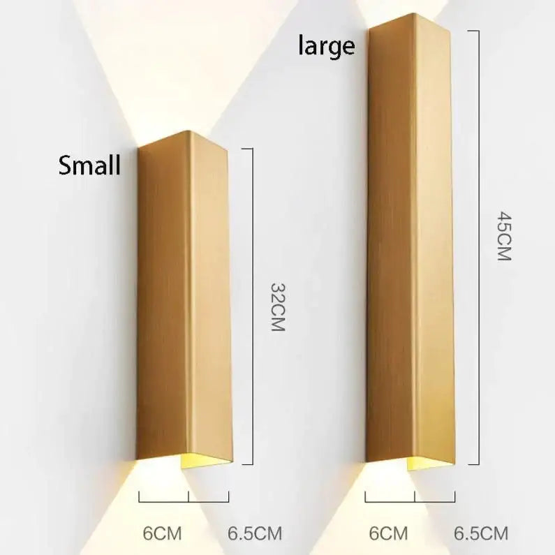 Modern brushed aluminum rectangular wall sconce bedroom ambient light