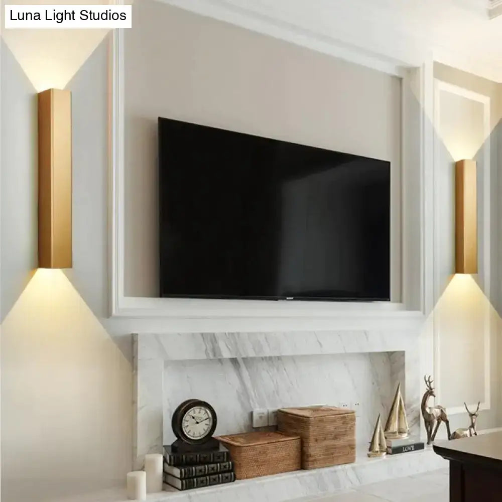 Modern brushed aluminum rectangular wall sconce bedroom ambient light