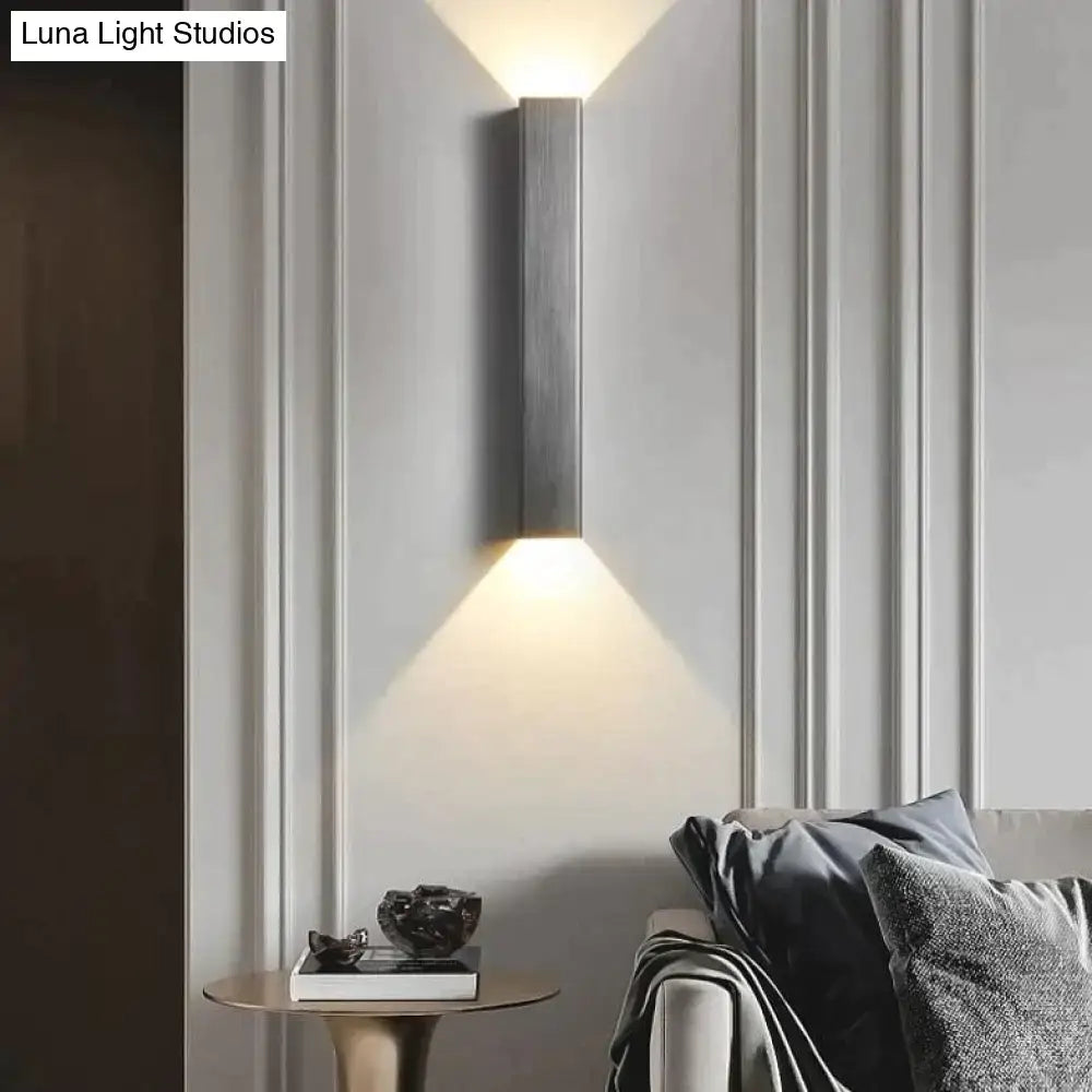 Modern brushed aluminum rectangular wall sconce bedroom ambient light
