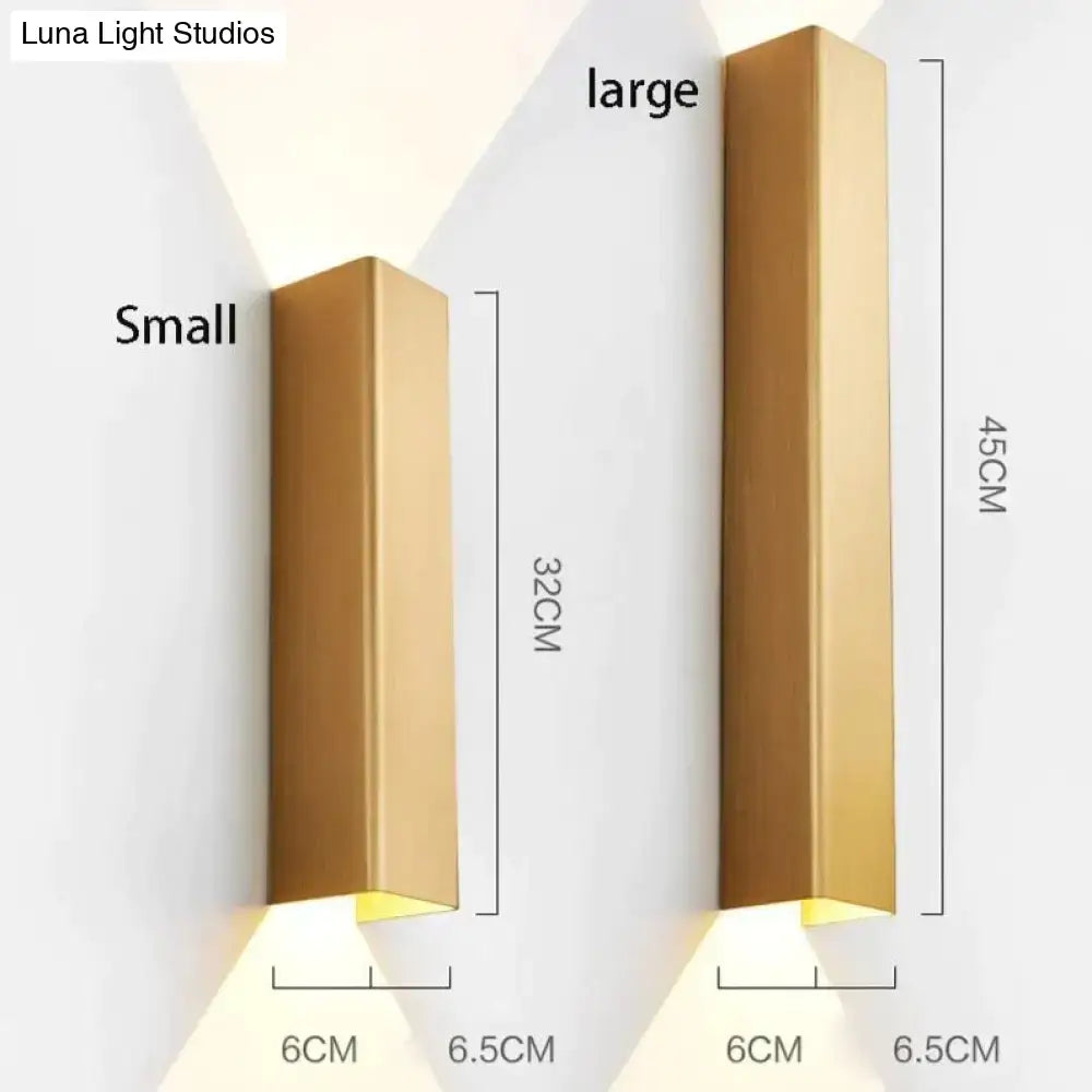 Modern brushed aluminum rectangular wall sconce bedroom ambient light