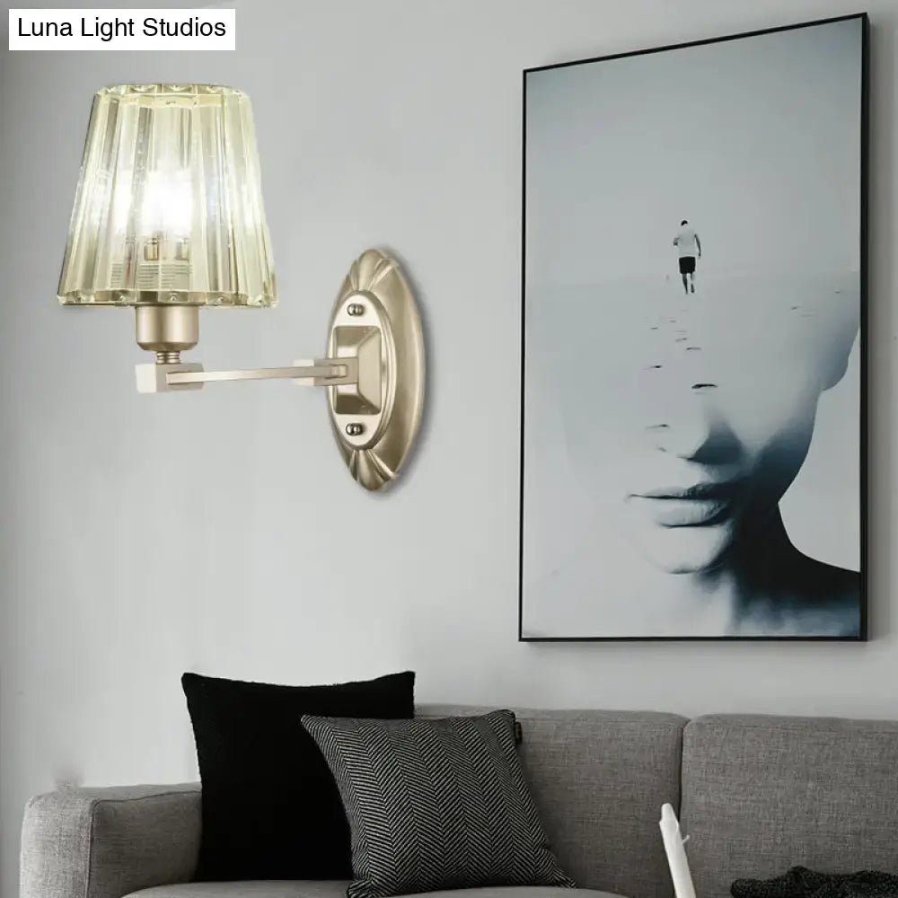Modern brushed brass and green glass wall sconce bedroom light fixture