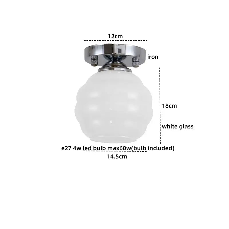 Modern brushed brass creamy glass iron led ceiling light bedroom