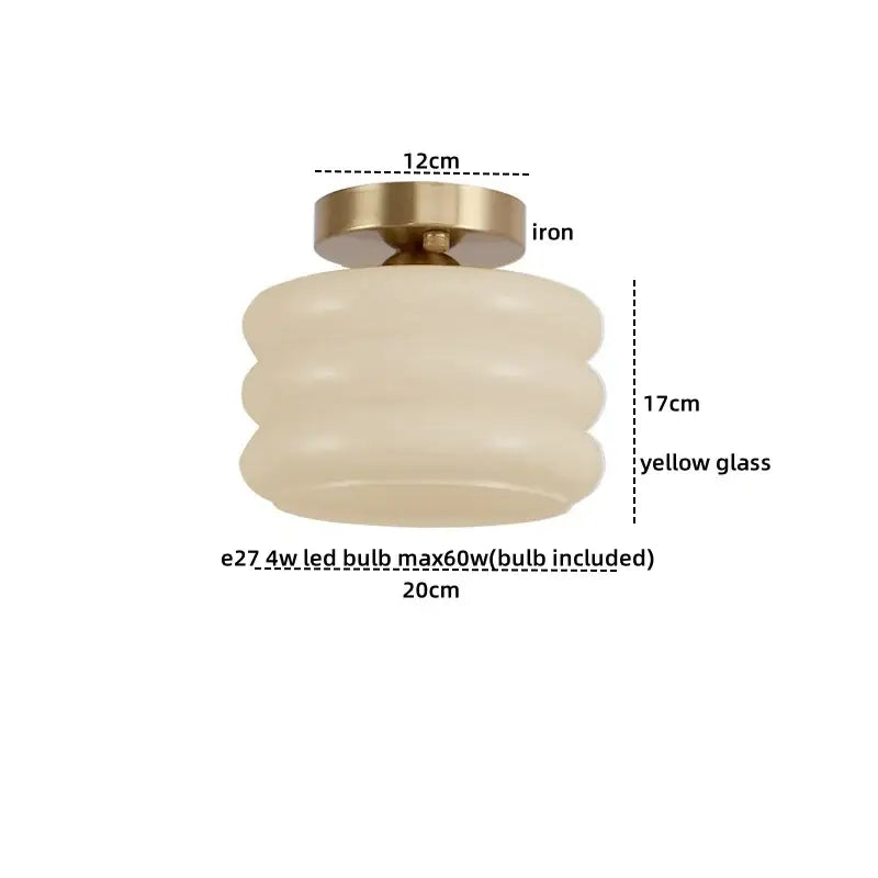 Modern brushed brass creamy glass iron led ceiling light bedroom