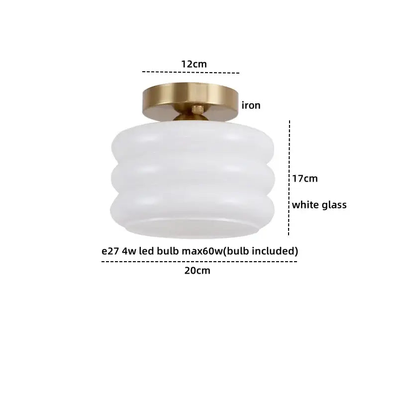 Modern brushed brass creamy glass iron led ceiling light bedroom