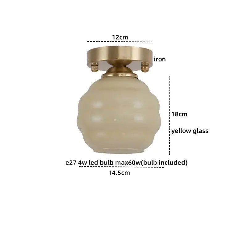 Modern brushed brass creamy glass iron led ceiling light bedroom