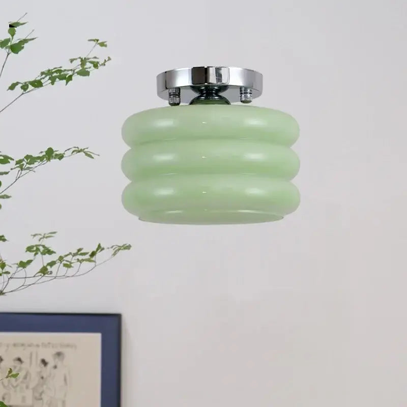 Modern brushed brass creamy glass iron led ceiling light bedroom