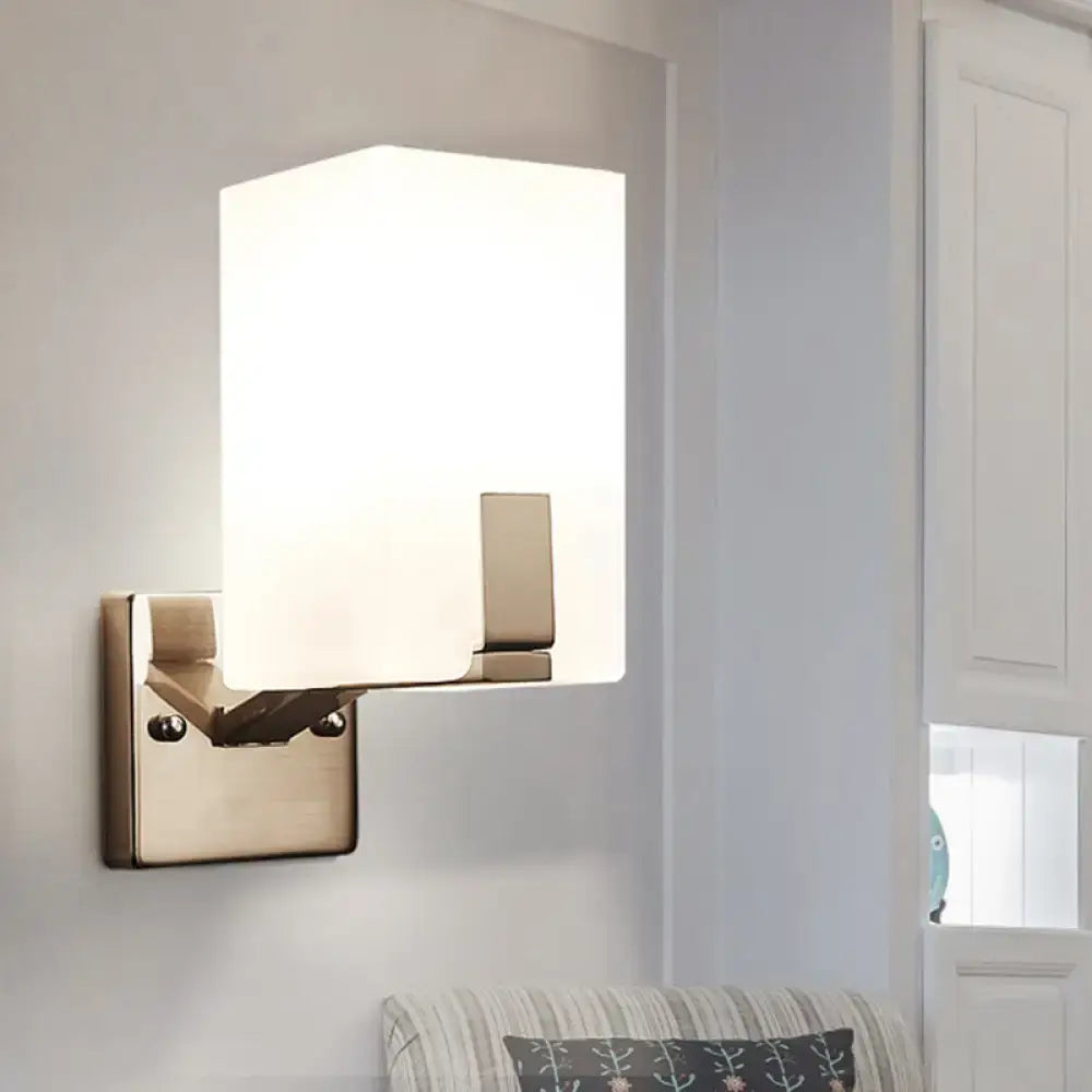 Modern brushed brass wall sconce bedroom frosted glass light type