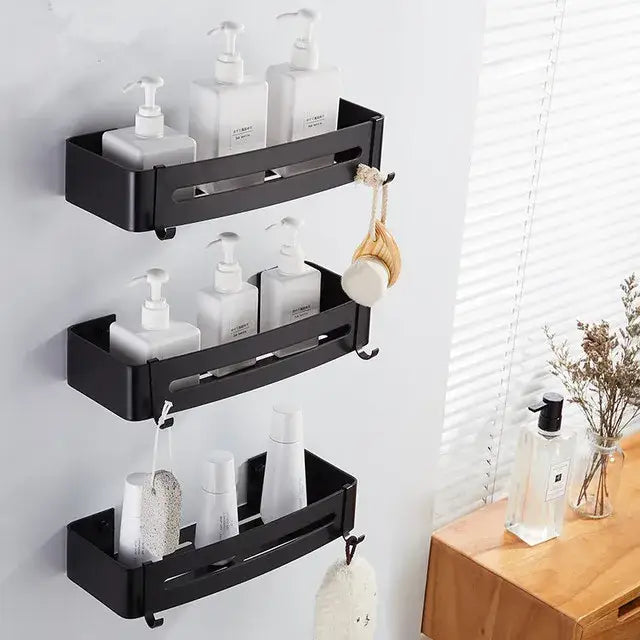Modern brushed gold aluminum corner shelf bathroom shampoo holder