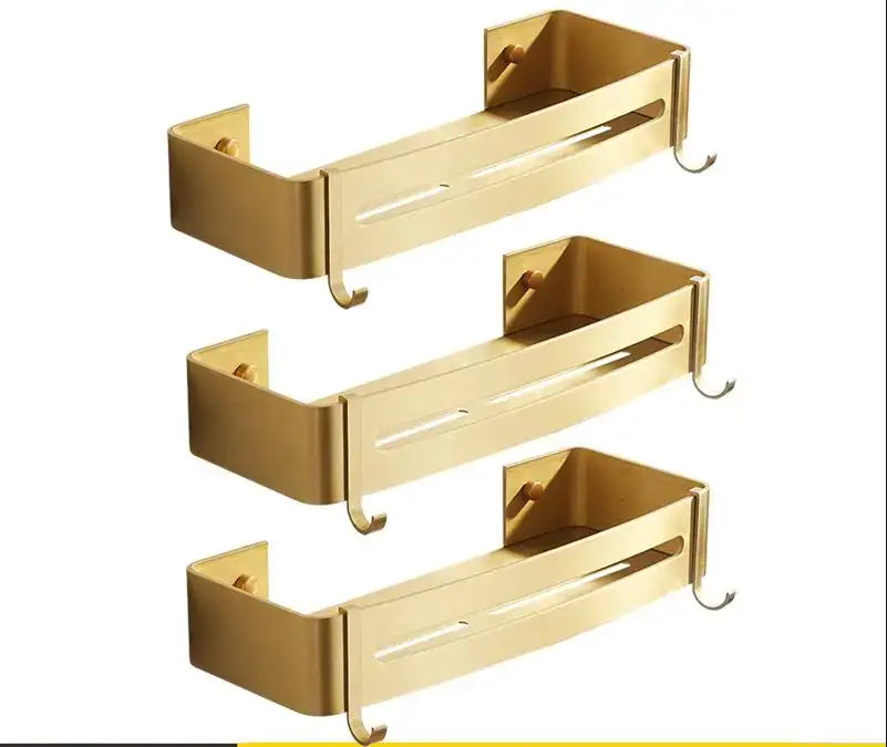 Modern brushed gold aluminum corner shelf bathroom shampoo holder