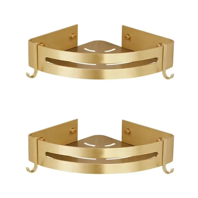 Modern brushed gold aluminum corner shelf bathroom shampoo holder