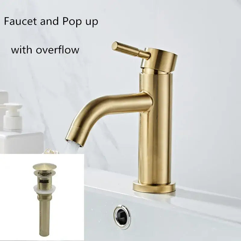 Modern brushed gold basin faucet bathroom single handle mixer