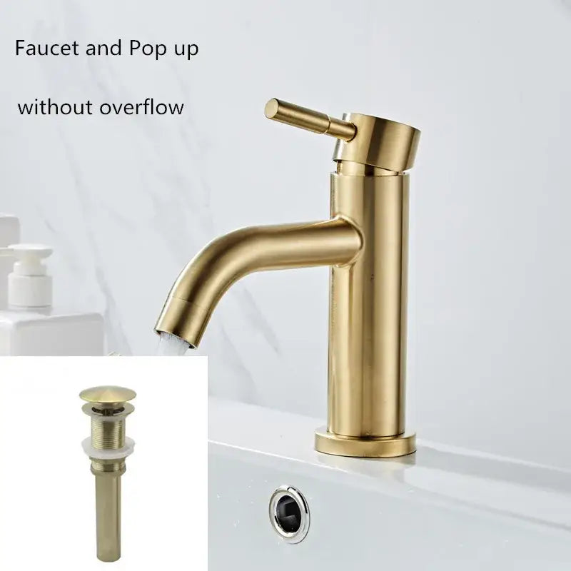 Modern brushed gold basin faucet bathroom single handle mixer