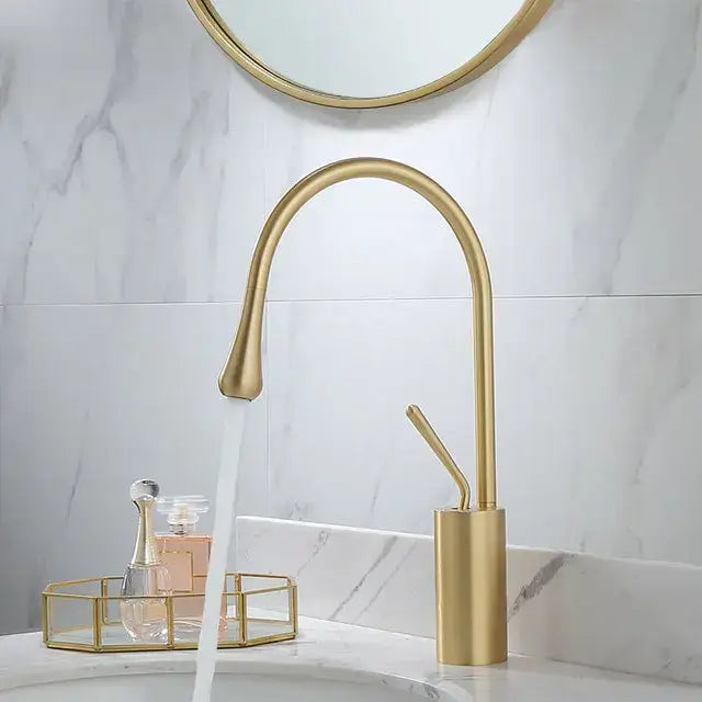 Modern brushed gold basin faucet bathroom swivel sink crane