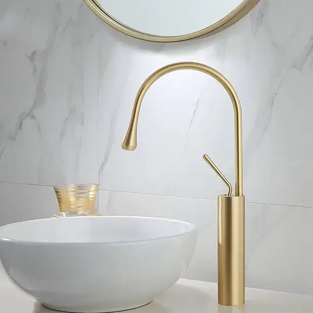Modern brushed gold basin faucet bathroom swivel sink crane
