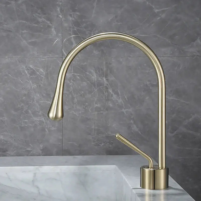 Modern brushed gold basin faucet kitchen swivel water crane
