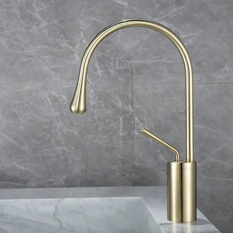 Modern brushed gold basin faucet kitchen swivel water crane