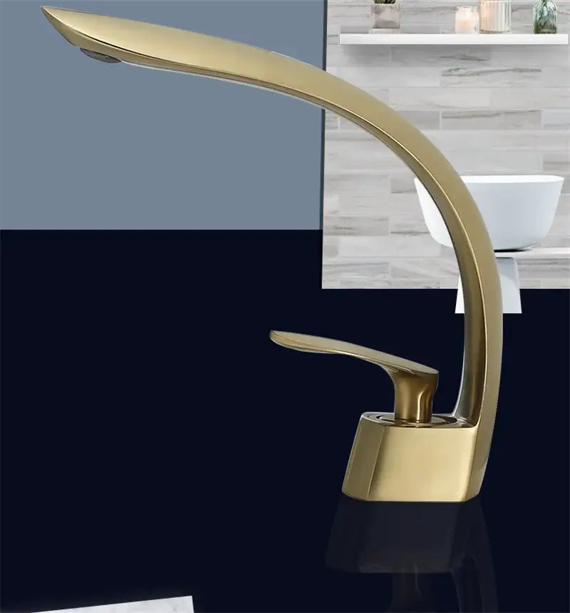 Modern brushed gold basin faucet waterfall bathroom mixer tap