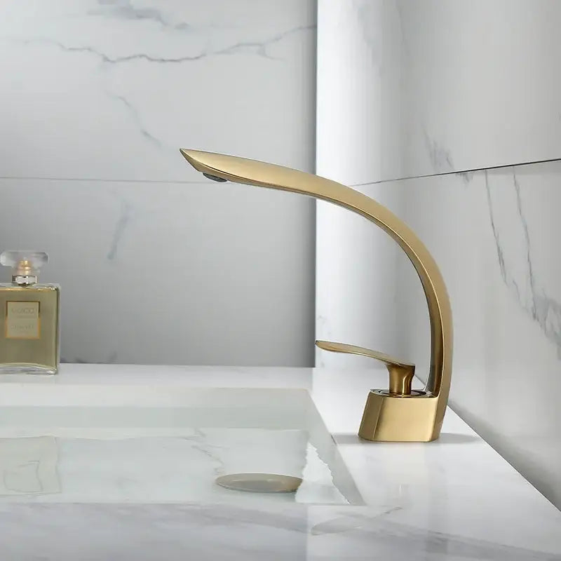 Modern brushed gold basin faucet waterfall bathroom mixer tap