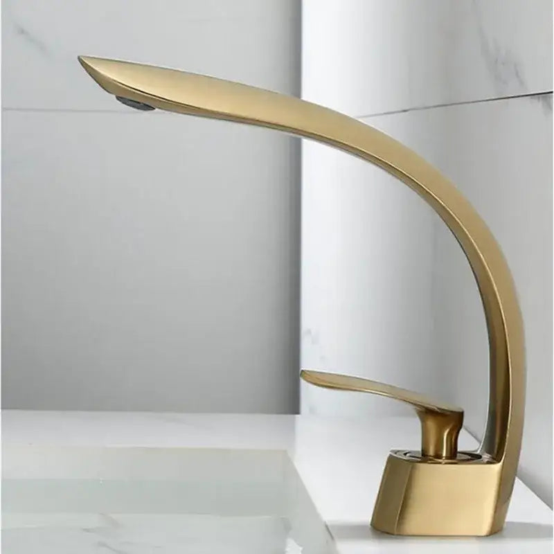 Modern brushed gold basin faucet waterfall bathroom mixer tap